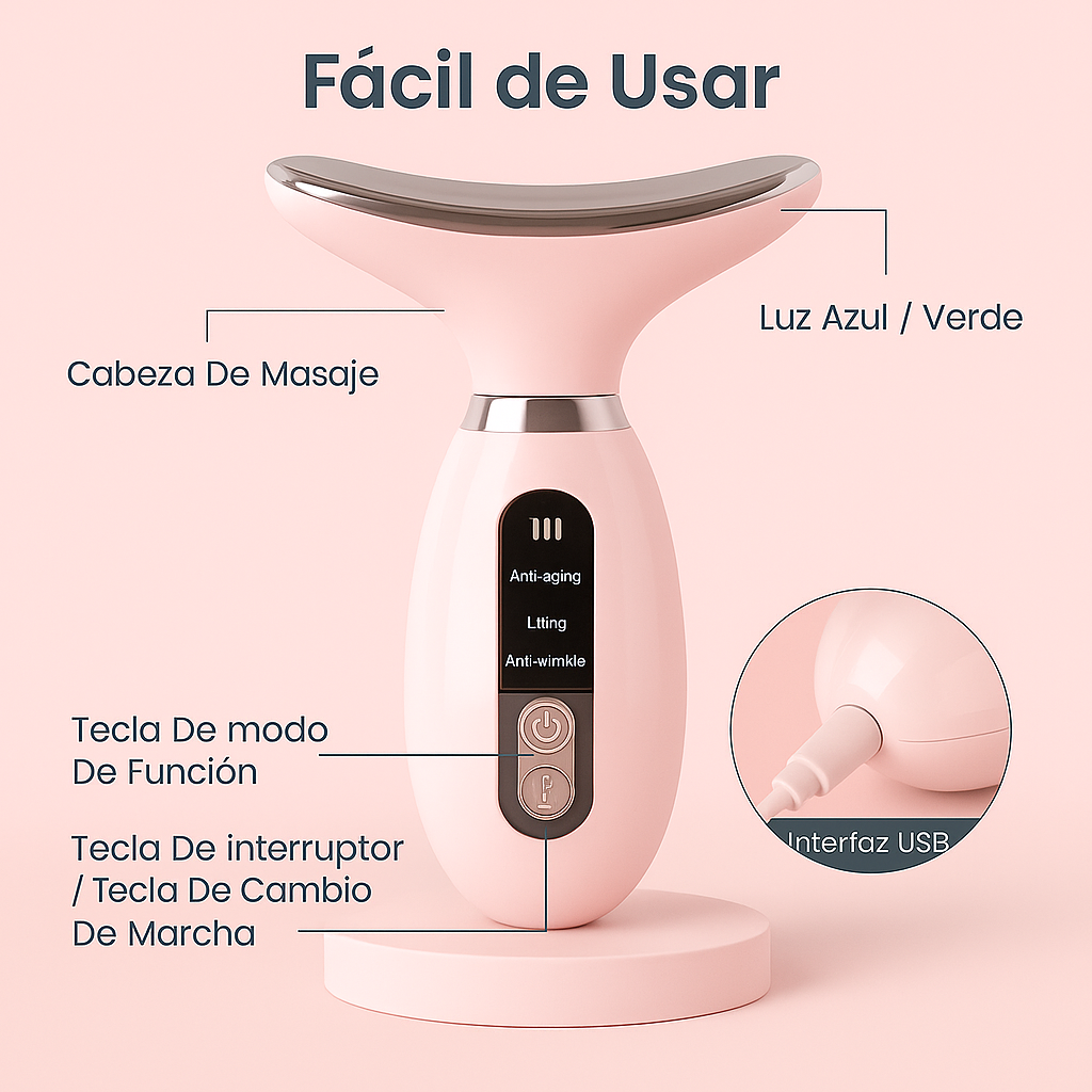 MASAJEADOR FACIAL & CUELLO ANTIEDAD PRO